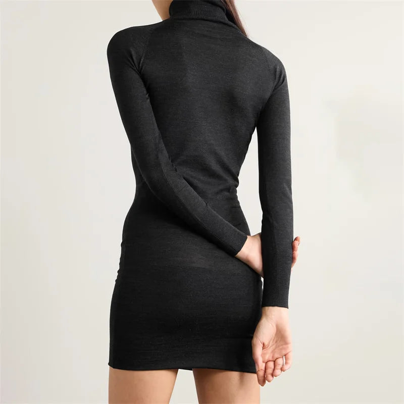 Bodysuit women New elastic knitted slim fit high neck women's sweater for autumn 2024 100% wool Mini dress body suits women y2k