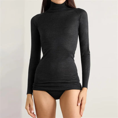 Bodysuit women New elastic knitted slim fit high neck women's sweater for autumn 2024 100% wool Mini dress body suits women y2k