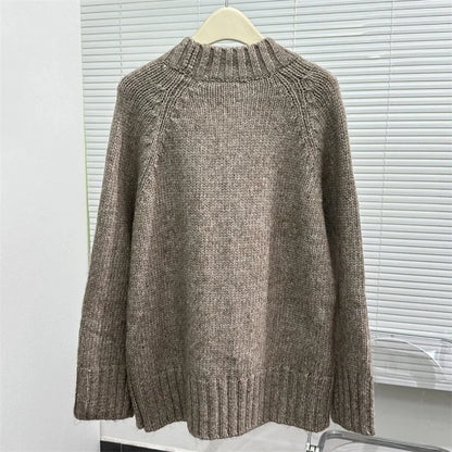 Cardigan for women 2024 autumn New elastic knitted long sleeved top High quality sheep camel wool blend knitwear Women's sweater