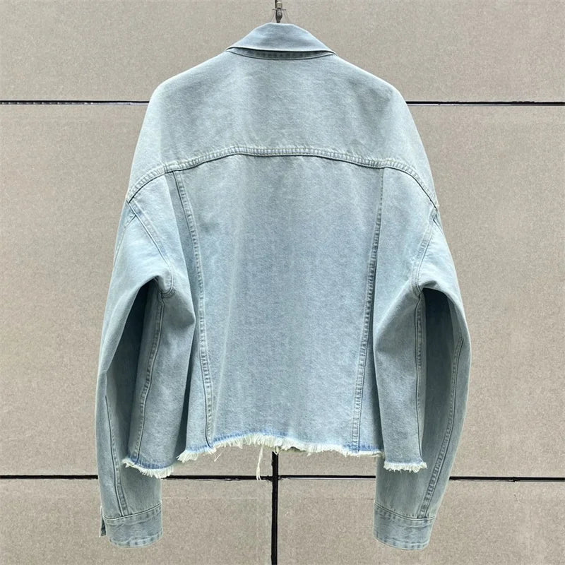 Denim jacket 2024 Summer new in outerwears Retro Washed Women's Coat High quality cotton denim long sleeved top Jeans jacket