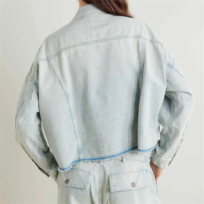 Denim jacket 2024 Summer new in outerwears Retro Washed Women's Coat High quality cotton denim long sleeved top Jeans jacket