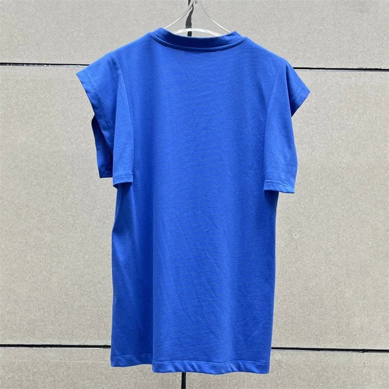 T-shirt 2024 Summer New Korean Fashion Slim Fit Round Neck Pullover High quality pure cotton sleeveless top knitwear y2k clothes