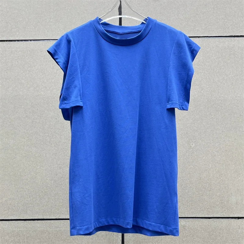 T-shirt 2024 Summer New Korean Fashion Slim Fit Round Neck Pullover High quality pure cotton sleeveless top knitwear y2k clothes