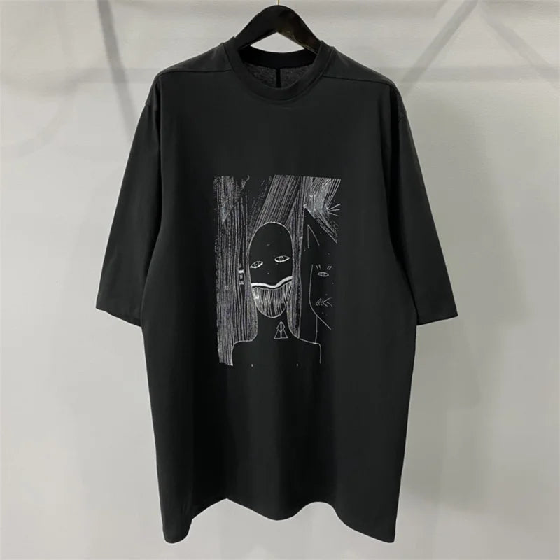 T-shirts 2024 Summer New in Fashion Graffiti Round Neck Pullover Couple style loose short sleeved top y2k pure cotton knitwear