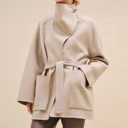 Women's coats 2024 Autumn new in outerwears Belt slim fit  Women's jacket High quality wool blended double-sided woolen coat y2k