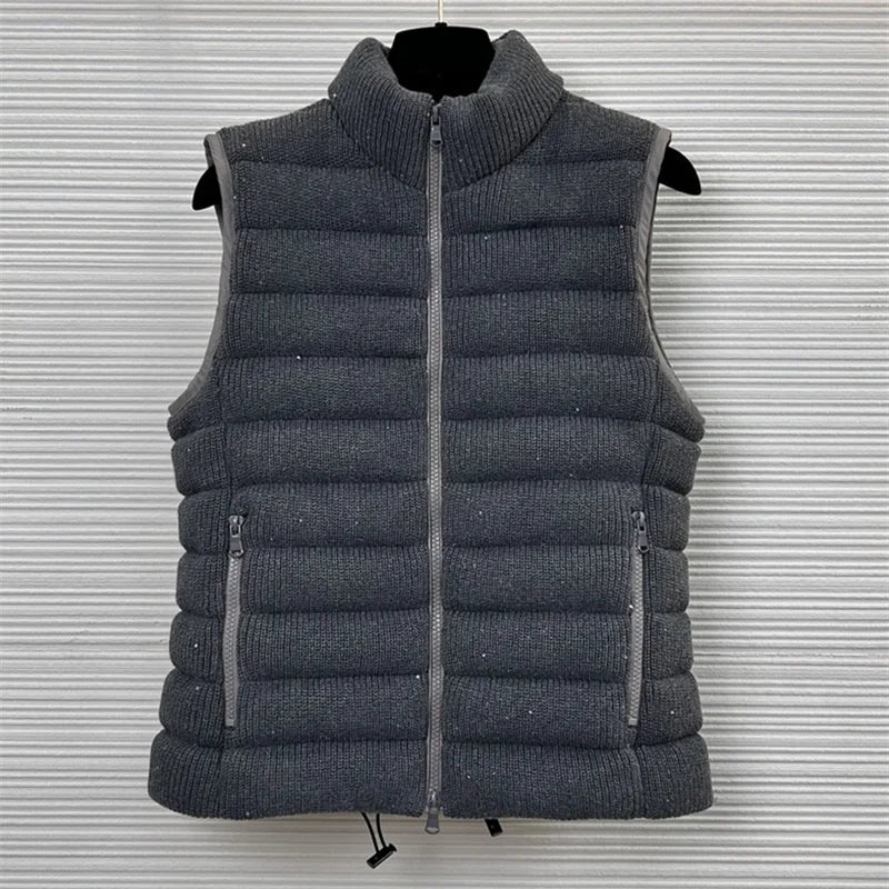 Women's down jacket 2024 Winter New sequin blend Sleeveless Women's coats 90 white goose down filled down vest y2k Puffer coats