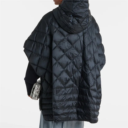 Women's down jacket New autumn 2024 diamond grid stitching Puffer coats High quality duck down filling Hooded loose down coats