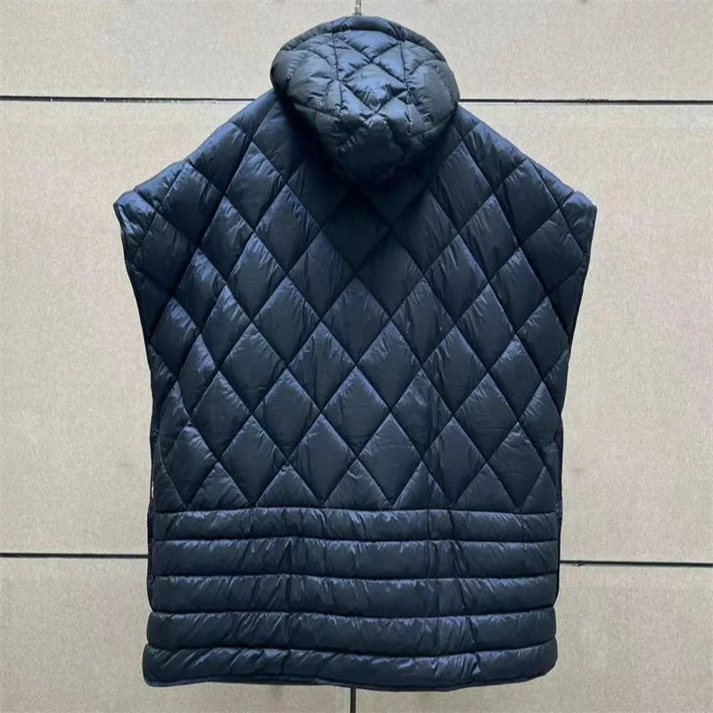 Women's down jacket New autumn 2024 diamond grid stitching Puffer coats High quality duck down filling Hooded loose down coats