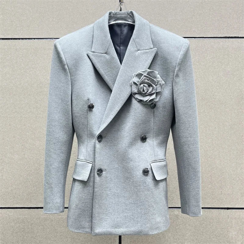 Women's jacket 2024 autumn New in outerwears detachable 3D floral decoration women's suit jacket long sleeved top women's blazer