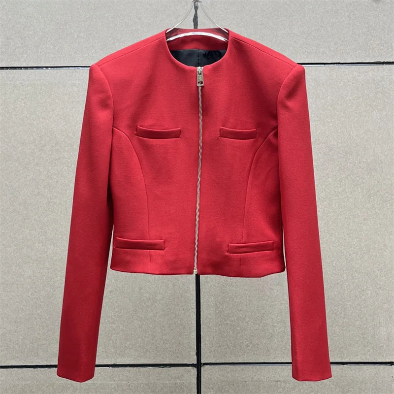 Women's jacket 2024 autumn New outerwears Korean fashion slim round neck long sleeved top High quality women's coat y2k Blouse