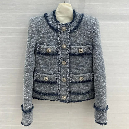 Women's jacket New outerwears fashion button decoration long sleeved top for autumn 2024 High quality cotton blend Women's coat