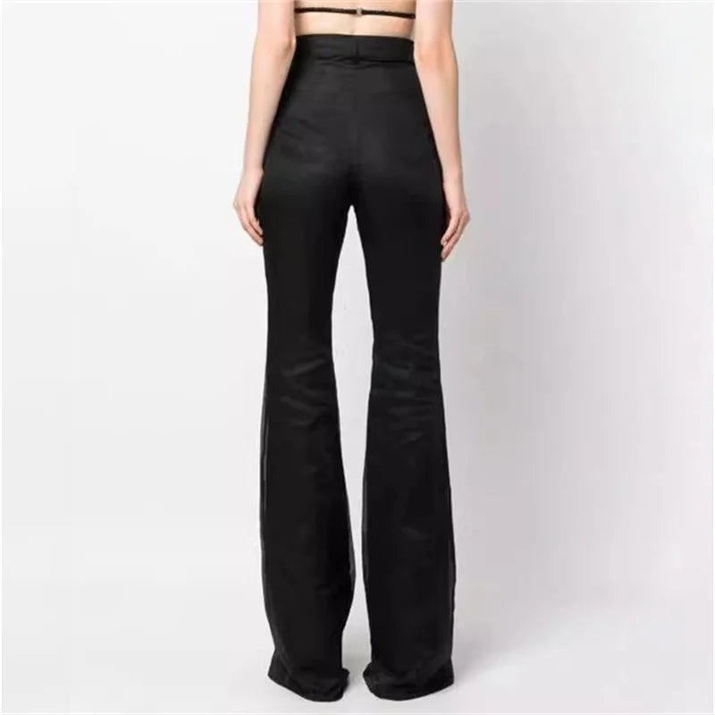 Women's pants 2024 Autumn New fashion Double Layer Mesh Splicing flared pants High waisted slim fit wide leg pants y2k Trousers