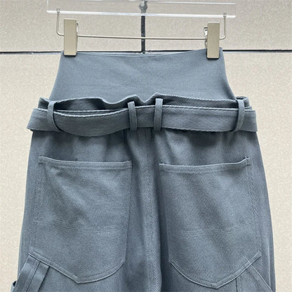 Women's pants 2024 Autumn New in Fashion Splicing Elastic Waist Straight Leg Pants cotton blend High waisted slim wide leg pants