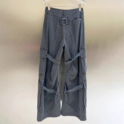 Women's pants 2024 Summer New in Retro Washed Low waisted Women's Cargo pants Pure Cotton Denim wide leg pants y2k baggy jeans