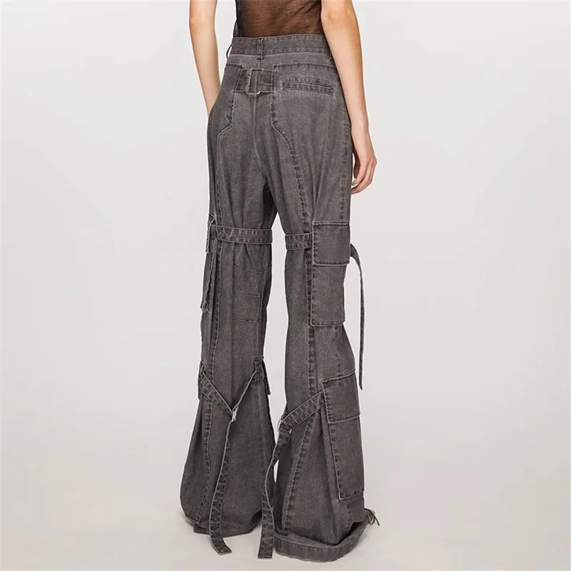 Women's pants 2024 Summer New in Retro Washed Low waisted Women's Cargo pants Pure Cotton Denim wide leg pants y2k baggy jeans