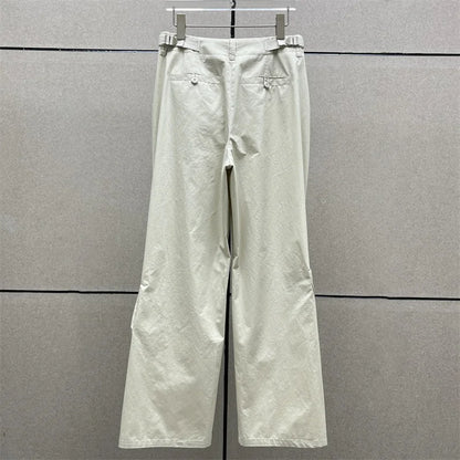 Women's pants New autumn 2024 multi pocket decorated pure cotton straight leg pants High waisted slim fit cargo pants Trousers