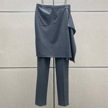 Women's pants New high-quality wool blended straight leg pants for autumn 2024 Asymmetric slim fit pencil pants y2k Trousers