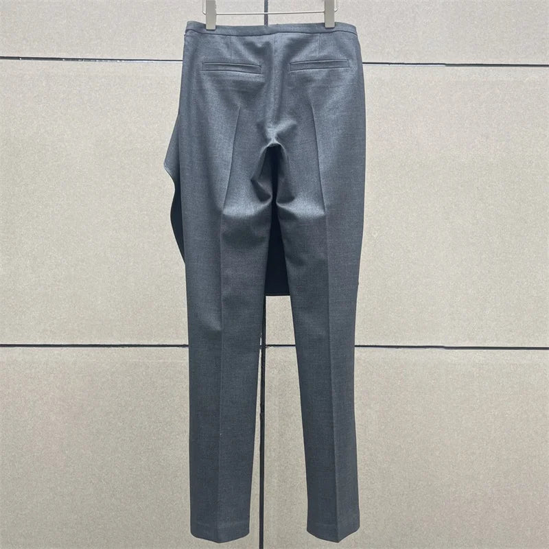 Women's pants New high-quality wool blended straight leg pants for autumn 2024 Asymmetric slim fit pencil pants y2k Trousers