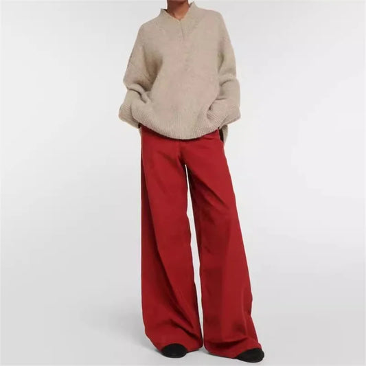 Women's pants New high waisted slim fit straight leg pants for autumn 2024 High quality pure cotton wide leg pants y2k Trousers