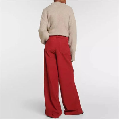 Women's pants New high waisted slim fit straight leg pants for autumn 2024 High quality pure cotton wide leg pants y2k Trousers