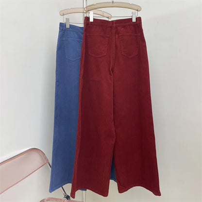 Women's pants New high waisted slim fit straight leg pants for autumn 2024 High quality pure cotton wide leg pants y2k Trousers