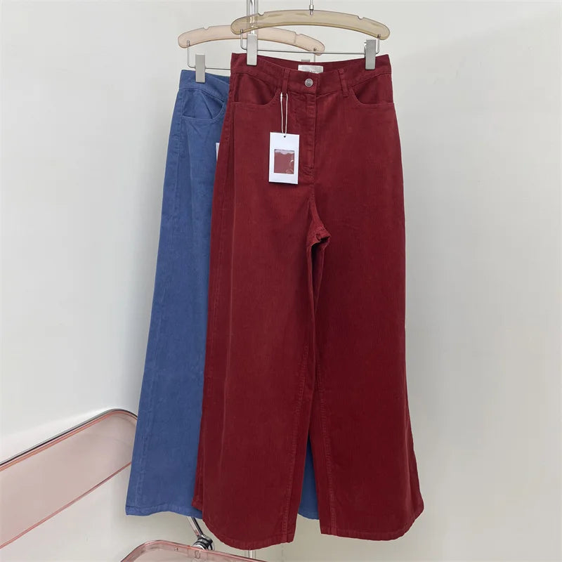 Women's pants New high waisted slim fit straight leg pants for autumn 2024 High quality pure cotton wide leg pants y2k Trousers