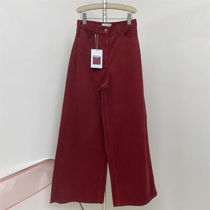 Women's pants New high waisted slim fit straight leg pants for autumn 2024 High quality pure cotton wide leg pants y2k Trousers