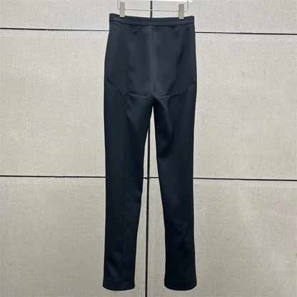 Women's pants New high waisted slim fit women's pencil pants for autumn 2024 Fashion splicing split flared pants y2k Trousers