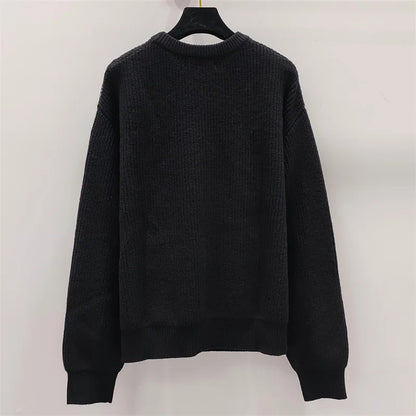 Women's sweater 2024 autumn New in elastic knitted slim pullover Fashion hot diamond Women's long sleeve top Wool blend knitwear