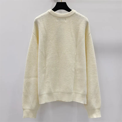 Women's sweater 2024 autumn New in elastic knitted slim pullover Fashion hot diamond Women's long sleeve top Wool blend knitwear