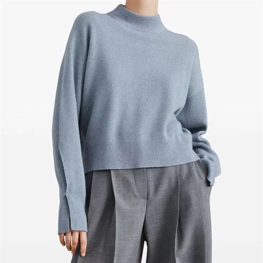 Women's sweater 2024 autumn elastic knitted slim fit round neck pullover 100% cashmere long sleeved top Fashion Hollow knitwear