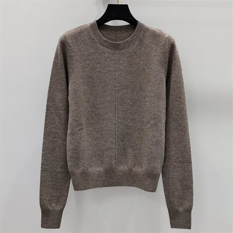 Women's sweater New high-quality cashmere blended round neck pullover for autumn 2024 Women's long sleeve top Elastic Knitwear