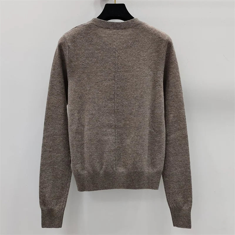 Women's sweater New high-quality cashmere blended round neck pullover for autumn 2024 Women's long sleeve top Elastic Knitwear