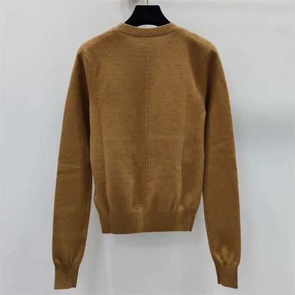 Women's sweater New high-quality cashmere blended round neck pullover for autumn 2024 Women's long sleeve top Elastic Knitwear