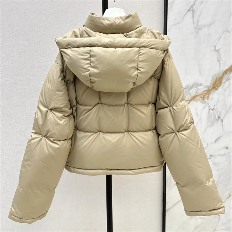 Women's winter down jacket 2024 New High quality 90 duck down filled warm thick jacket Hooded slim Puffer coats y2k down coats