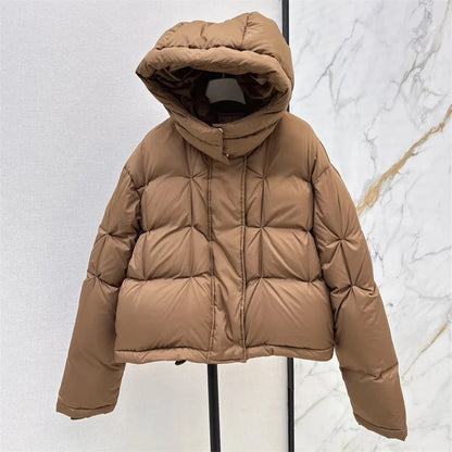 Women's winter down jacket 2024 New High quality 90 duck down filled warm thick jacket Hooded slim Puffer coats y2k down coats