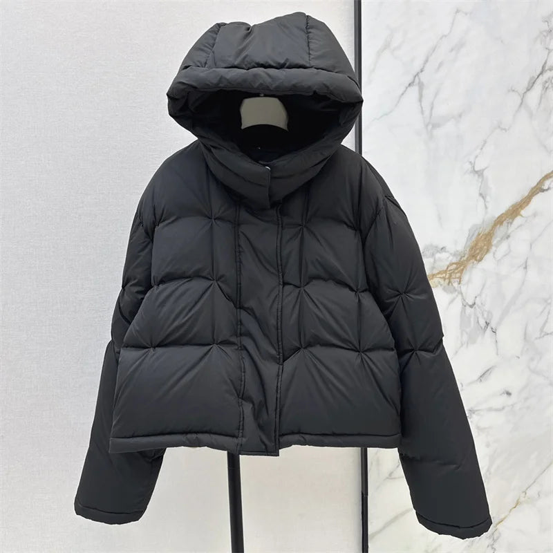 Women's winter down jacket 2024 New High quality 90 duck down filled warm thick jacket Hooded slim Puffer coats y2k down coats