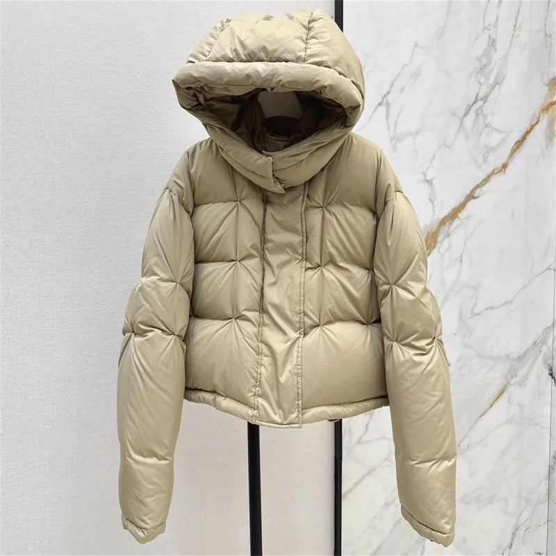 Women's winter down jacket 2024 New High quality 90 duck down filled warm thick jacket Hooded slim Puffer coats y2k down coats