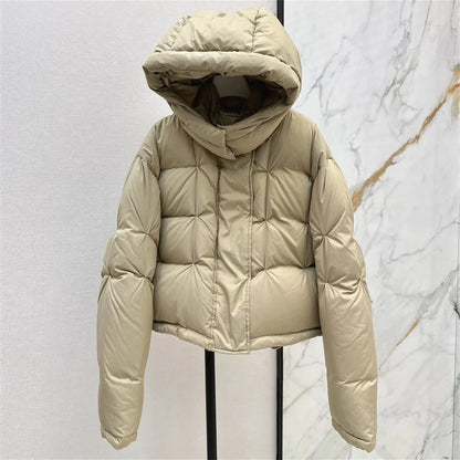 Women's winter down jacket 2024 New High quality 90 duck down filled warm thick jacket Hooded slim Puffer coats y2k down coats