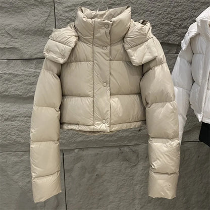 Women's winter jacket 2024 New High quality white duck down filling down coats Thick and Puffer coats Short slim fit thick coat