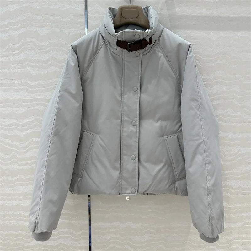 Women's winter jacket New autumn 2024 stand up collar slim fit Puffer coats white goose down filling down coats Warm thick coat