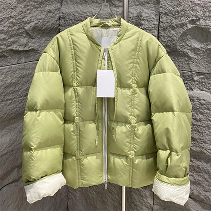 Women winter coats 2024 New High quality 90 white duck down filled Down jackets Checkered stitching Warm thick coat Puffer coats