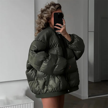 Women winter coats 2024 New in coats Couple style loose V-neck long sleeved top Thick and warm women's coat cotton-padded jacket