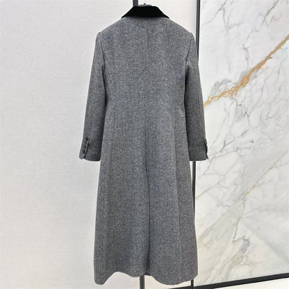 Women winter coats 2024 winter New fashion splicing slim women's trench coat High quality wool blend long coat women windbreaker