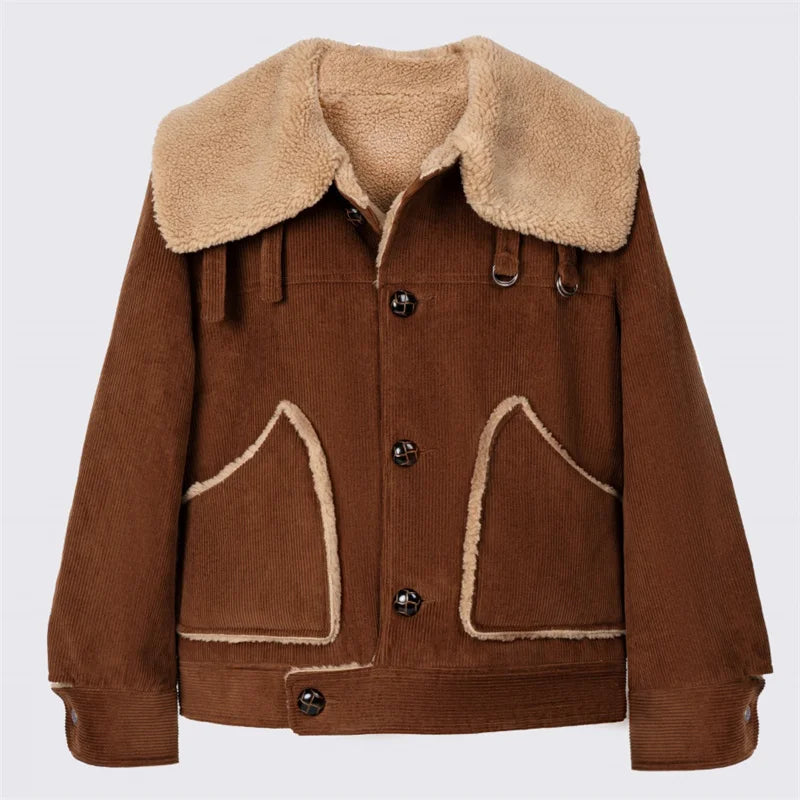 winter coats woman 2024 New outerwear High quality Padded jacket corduroy warm thick coat Stand collar windproof Quilted jacket